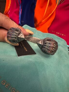 Kurt Geiger Silver-Tone Crystal Open Cuff Bracelet